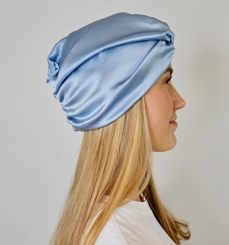 Sove turban i silke-champagne