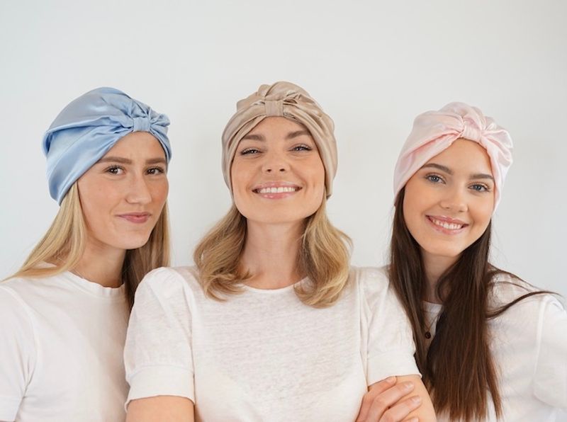 Sove turban i silke-rosa
