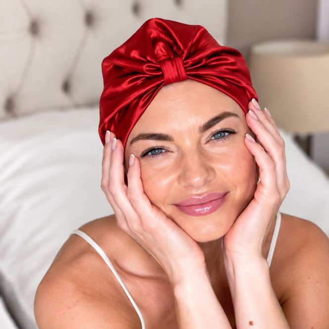 Hovedbilde Sove turban i silke-scarlet