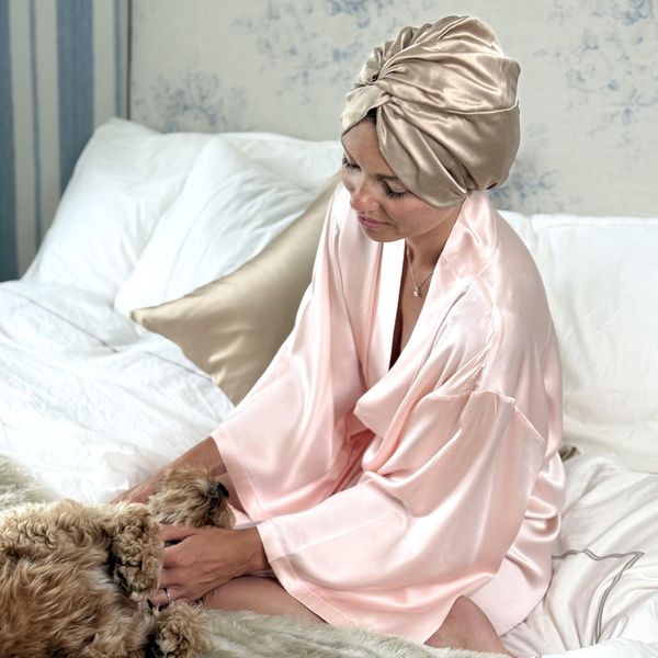 Hovedbilde Kimono i silke - lys rosa
